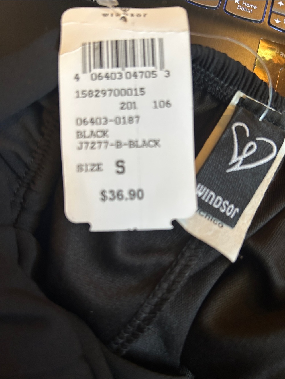 Windsor black spaghetti-strap romper peephole front open back 2 layer short s-S